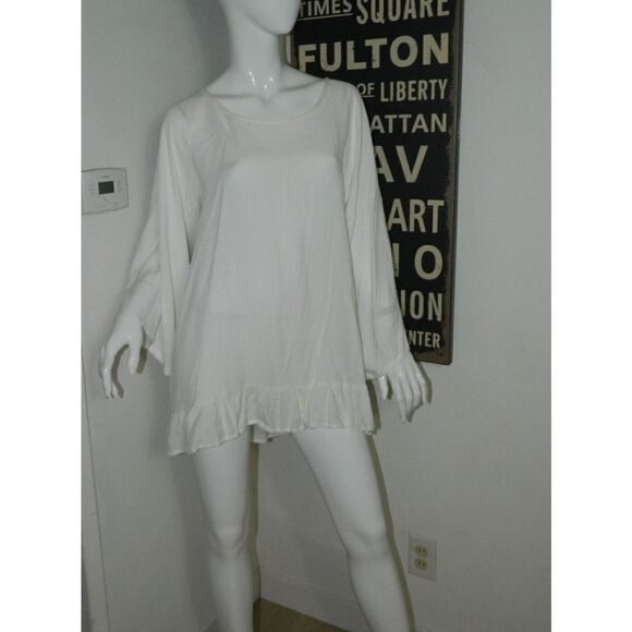 Sundress Brand Dress Cover Up Size XS/S White‎ Pink Tassels Ruffle Sleeve - Picture 2 of 11